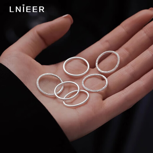 Lipan 999 Pure Silver Plain Ring for Men and Women as Valentine's Day Gifts for Girlfriends Index Finger Ring Sterling Silver Ring Tail Ring Solid 999 Pure Silver Smooth Ring No. 13