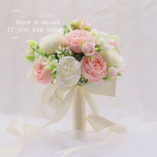 手捧花新娘韩式婚礼结婚领证仿真花束森系婚纱摄影拍照道具手捧花 香槟欧式