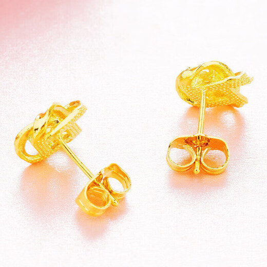Laohuang Xiangyang’s mother recommends the gold store model 999 pure gold Ruyi knot earrings gold 5G retro Chinese knot earrings 24K