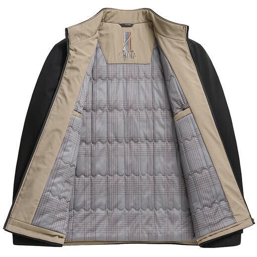 Pierre Cardin (Pierre Cardin) Dad's Autumn and Winter Jackets, Middle-aged and Elderly Men's Lightweight Cotton Jackets, Grandpa's Casual Padded Thick Jackets, Khaki Color-8818 3XL 190