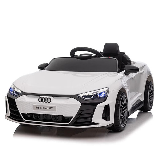 Fun baby Audi RS-GT children's electric car four-wheeled children's remote control car can sit on baby stroller toy car can sit on people, four-wheel drive, white, all functions + leather seat