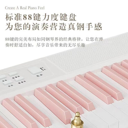 Norman Foldable Electric Piano 88 Keys Velocity Key Electronic Piano Portable Professional Piano for Adults, Children and Kindergarten Performances Foldable 88 Keys Bluetooth Lighting and Playing (White Pink Keys) Official Standard + Gift Pack + Piano Bag