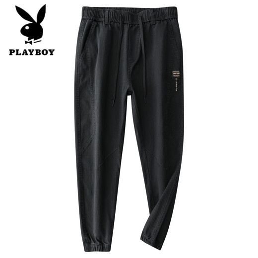 花花公子（PLAYBOY）2025春秋新款男士束脚休闲裤青少年百搭休闲裤潮流日常学生休闲裤 军绿色9859 M