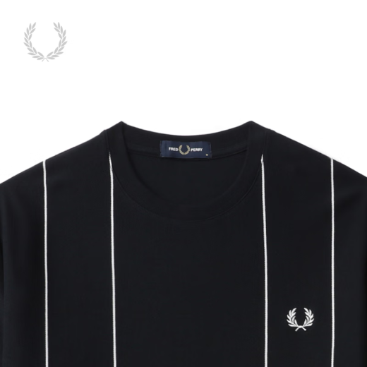 Fred Perry Men's Casual T-shirt 2025 Spring Loose Sports Striped Wheat Ear Short Sleeve Trend M9859 NYX/Nakura 2XL
