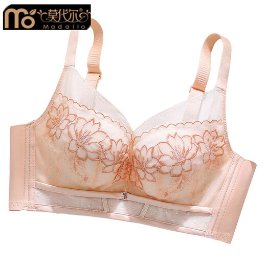 Modal Summer Lace Wireless Bra Push Up Showing Big Holes Thin Cup Breathable Adjustable Underwear Women's Set Blue 75C 34 Thin Cup