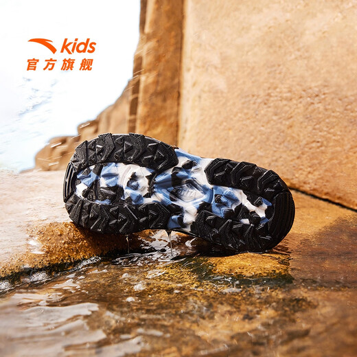 ANTA children's sandals, boys' shoes, 2025 summer new arrival, knob buckle outdoor toe-toe non-slip beach shoes, dusty blue/black-1 34, inner length 21.5cm