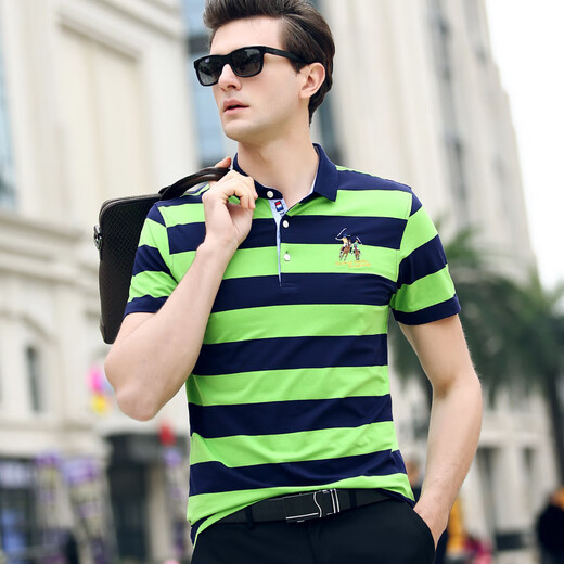 MASTER POLO gestreiftes Kurzarm-Poloshirt für Herren Sommer dünnes Paul T-Shirt offizielle Marke Luxus Casual Business mittleres Alter 3882 weiß gestreift 2XL