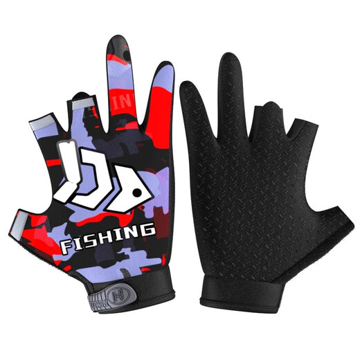 Men's fishing gloves, sun protection, three-fingered fingerless lures, breathable, non-slip, takeaway, cycling, climbing platform, fishing and cycling, fishing gloves, three-fingered arrows, gray