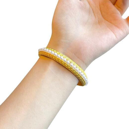 Shilian ancient gold 999 pure gold 18k gold alloy national style beaded concubine bracelet filigree versatile fashionable bracelet for women 58#