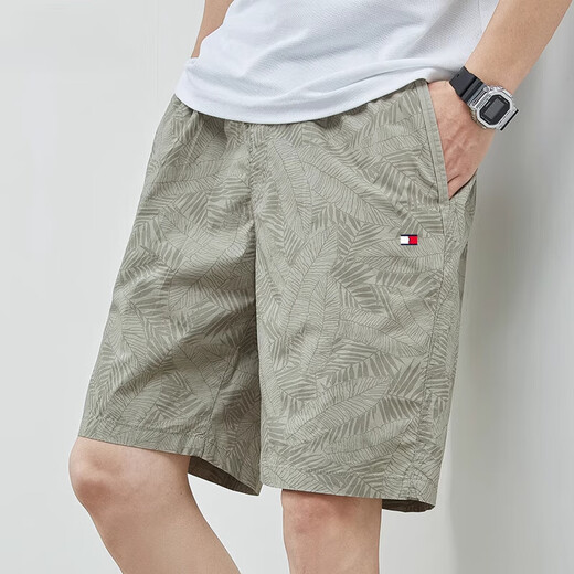 汤米公牛（TOMMYBULL）Tommy汤米夏季纯棉五分短裤休闲百搭宽松沙滩裤男款潮流 9224卡其+9215上青 3XL  (建议170-185斤)