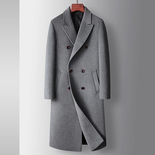 Magiopy Luxury High-End-Markenmarke Herrenmantel Herbst und Winter lange überknee Doppelreihe Casual Woll warme Jacke Schwarz M 170