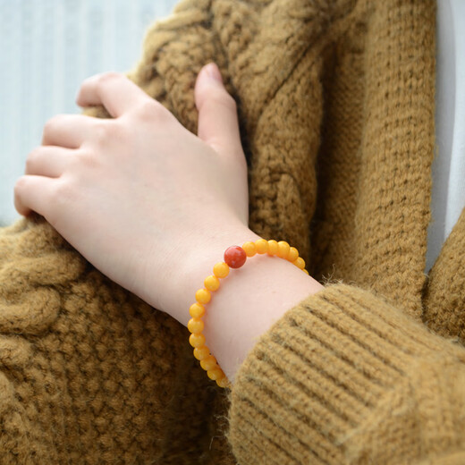 Her Generation Natural Chicken Fat Yellow Beeswax Bracelet National Fashion Bracelet Gift 6MM Beeswax (866980)