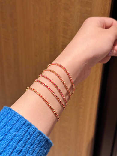 Junbu France Light Luxury Little Red Rope Braided 18K Gold Bracelet Lucky Bracelet Adjustable Women's Safe and Happy Bracelet 1_Fluorescent Pink