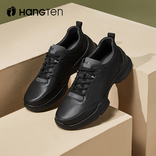 Joyous business casual men's shoes, comfortable autumn style men's dad shoes, lace-up casual sports leather shoes for men, Zijiang black 39