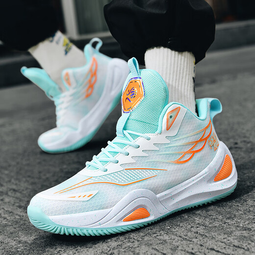 
Huilirui cut-off 2025 new mid-large children's shoes basketball shoes high top mesh breathable summer children's sneakers 880 moonlight 40