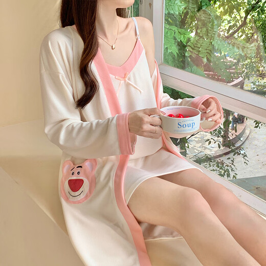 Catman 2025 Spring New Pure Cotton Women's Nightgown de dos piezas de dos piezas Rosa 9901 M 160 Peso recomendado 80-100 Jin [Jin iguala 0.5 kg]