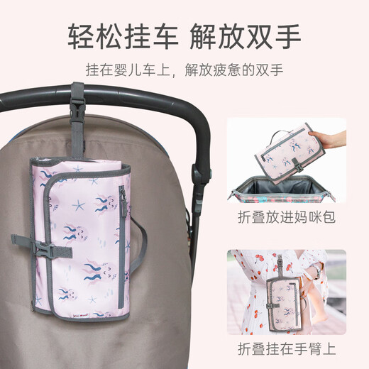 YWZR Baby Portable Diaper Changing Pad Diaper Bag Pad Outing Mother and Baby Bag Diaper Pad Baby Folding Storage Bag Waterproof 1 Piece Cat Paradise