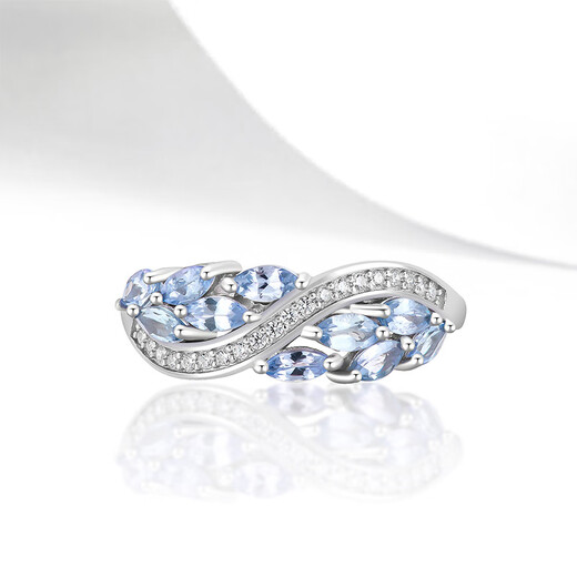 Shilian Natural Color Gemstone Tanzanite Flower Ring Original Design Women's Hand Accessories Fashionable Simple High-End