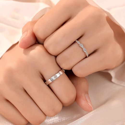 RHM Platinum Couple Ring PT950 Small Sugar Cube Moissanite Ring for Men and Women Birthday and Valentine's Day Gift for Girlfriend Platinum Cube Couple Ring Pair + Certificate + Gift Box