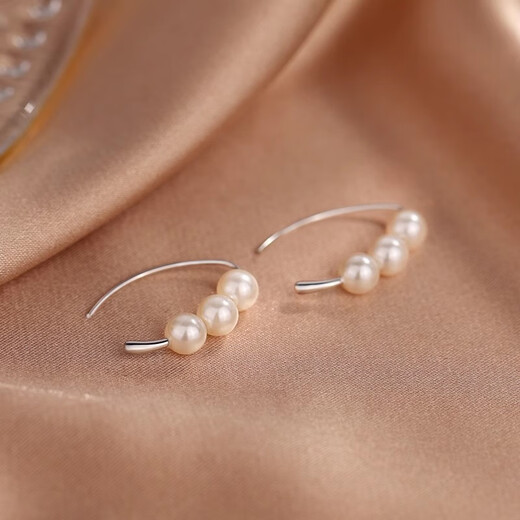 Qi Xiaomi s999 Pure Silver Pearl Earrings Women's Ear Piercing Earrings Earrings 2025 New Hot Style High-Quality Imitation Pearl Earrings 999 Pure Silver Pearl Earrings Silver (Two Prices)