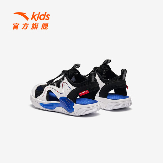 ANTA children's sandals boys' shoes 2025 summer new Baotou breathable children's sports shoes river beach shoes men's black/Anta white 9906H-3 30