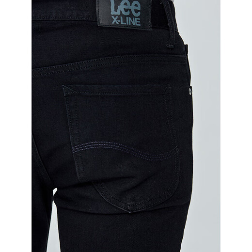 Lee723 pantalones vaqueros negros rectos de cintura media para hombre, ajustados y modernos