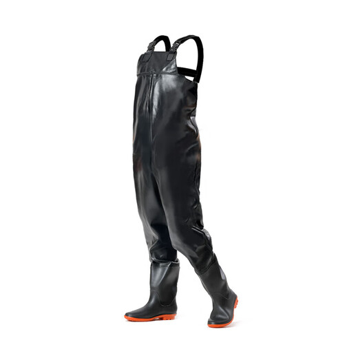 Mengda men's waders one-piece rain pants rain boots waterproof clothes water shoes half-length men's leather fork catching fish full-body wading pants classic style 80 silk blue inner knitted fabric 37 shoe size