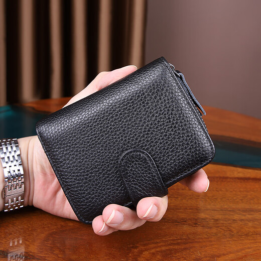 Sheton driver's license key integrated wallet card bag two-in-one men's leather multi-functional home car key bag black