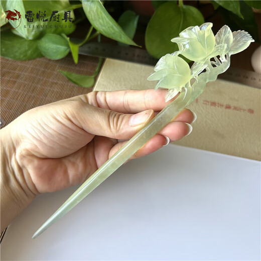 MPPMCK【轻奢高端】天然岫玉发簪手工玉石簪冰料步摇汉服发饰正品岫岩玉 0179号莲蓬发簪长约185毫米