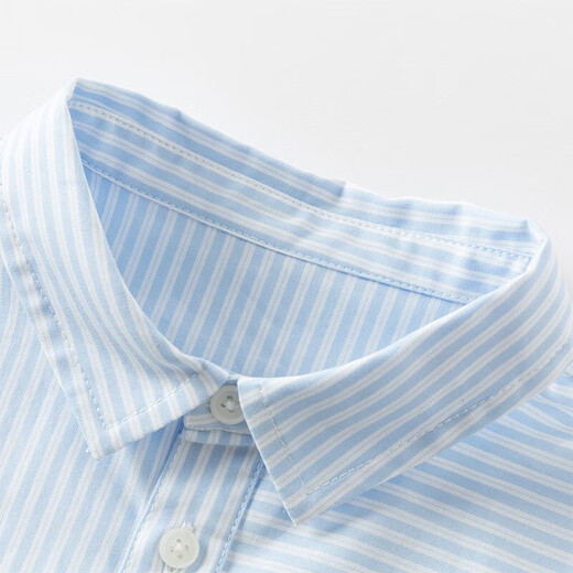 DAVE&BELLA cotton children's striped shirt spring new baby boy long-sleeved shirt children's top boy spring clothes blue and white stripes in stock 100 cm (recommended height 90-100cm)