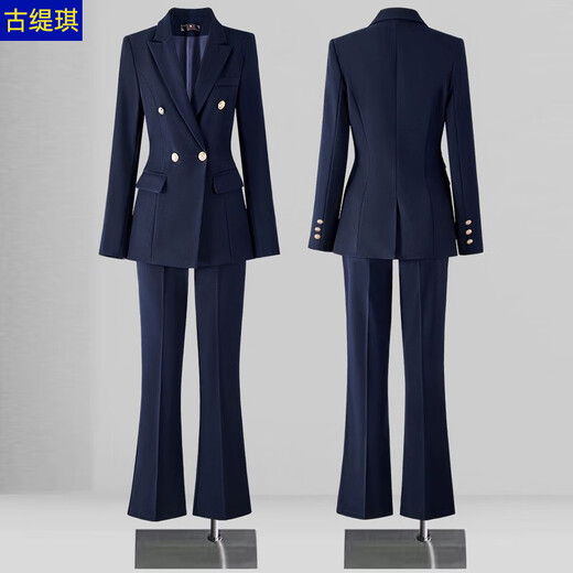 Gutiqi Formal Women's Suit College Student Interview Professional Wear Suit Jacket Women 2025 New Suit Workplace Work Wear Spring Black Suit + Wide Leg Pants XL