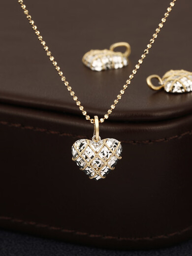 Taste Ju pure 18K gold pendant for women, gold color, gold and white, double pigment gold buckle love necklace, white + yellow, heart pendant (customized), chainless, single sided