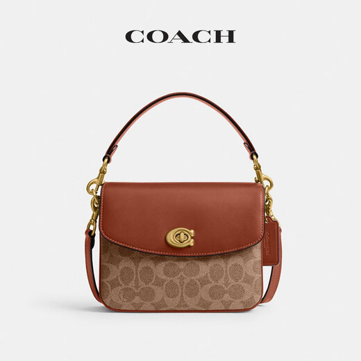 COACH gift classic logo CASSIE No. 19 shoulder crossbody bag flip winter women's bag brown rust color (new version)