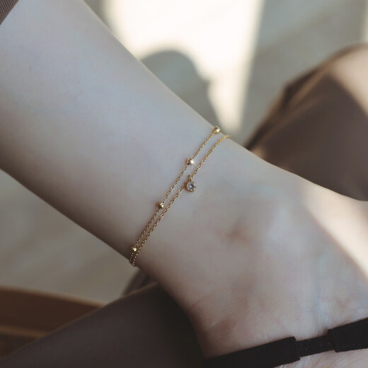 Pop crystal ball anklet for women 18K gold double layer temperament light luxury high-end 2025 new sexy simple personalized anklet gold