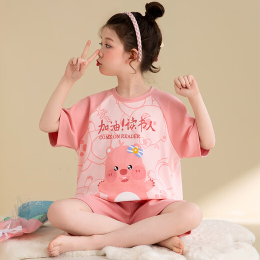 睡衣女童夏季短袖纯棉薄款2025新款中大童初中生13岁亲子母女睡衣 T-829#帕恰狗 均码 10码（建议高103-113）