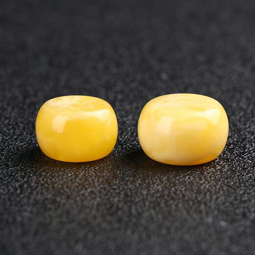 Fat Donglai's same style beeswax single bead oil yellow drum bead button large size diamond accessories top beads white flower honey 27x17mm one piece