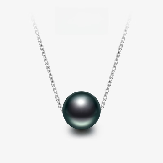 Bhiodha jewelry simple charm round Tahitian black pearl pendant Passepartout single S925 silver sea pearl necklace 12-13mm