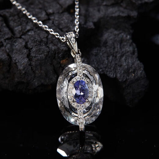 Lie Rui's new design S925 sterling silver inlaid with natural tanzanite white crystal color treasure necklace women's high-end pendant necklace necklace