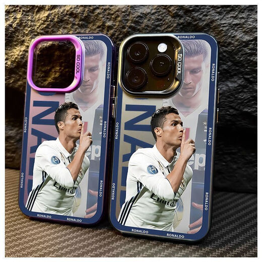 Xinni convient au c coérophe de téléphone mobile Ronaldo Gesture Apple 16pro / 14/13/12/11/15Promax / Anti-Fall 7p / xs Mobile Phone Color Color Silver Cherry Blossom Powder-Cy673c Ronaldo Mobile Phone Gesture Apple 14pro