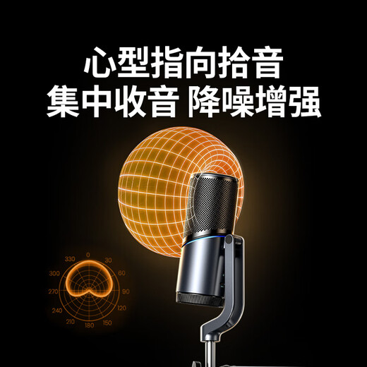 Green Alliance USB desktop microphone game live broadcast noise reduction condenser microphone built-in sound card microphone desktop computer national K song heart-shaped pointing recording microphone suitable for speaker cantilever bracket