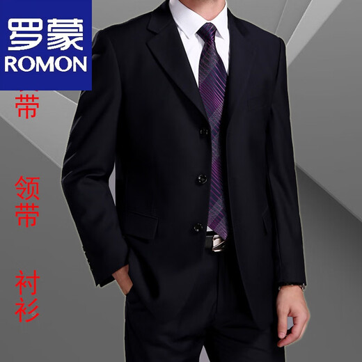 Luo Meng suit men's suit middle-aged and elderly three-button top single-piece casual business middle-aged suit dad's small suit black 3-button single-piece top S 160 (99Jin Jin is equal to 0.5 kg for inner wear)