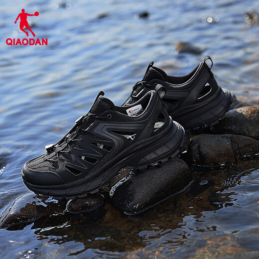 Jordan Kaiyuan V4 sneakers for men 2025 summer new lace-free river tracing shoes, lightweight and breathable outdoor wading casual shoes, black/electric gray 39