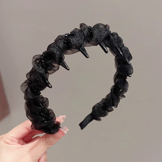 Aitanfang flash diamond gauze headband women's high skull 2025 new style toothed anti-slip headband pressed high-end hairpin headwear mesh headband