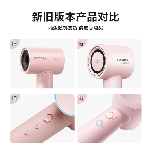 FLYCO Hair Dryer Home Hair Dryer Dormitory High-speed Negative Ion High Wind Quick-drying Portable Hair Dryer Holiday Gift for Boy and Girl FH6370 Sakura Powder