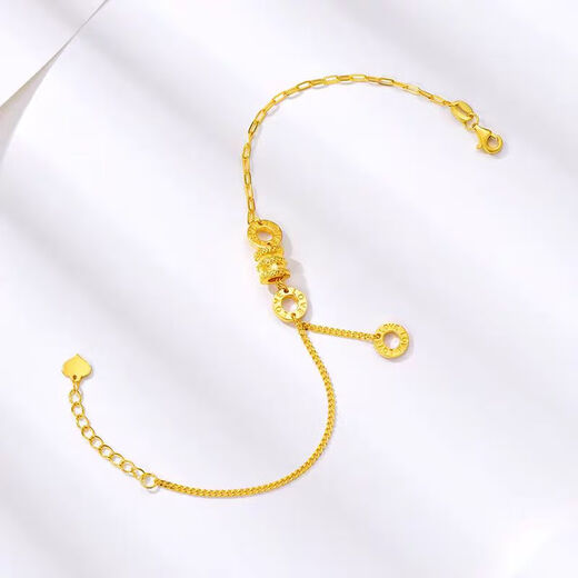 Mo Qianxue gold bracelet for women 99 pure gold double chain 18k gold small waist bracelet for Valentine's Day for girlfriend small waist bracelet 10cm