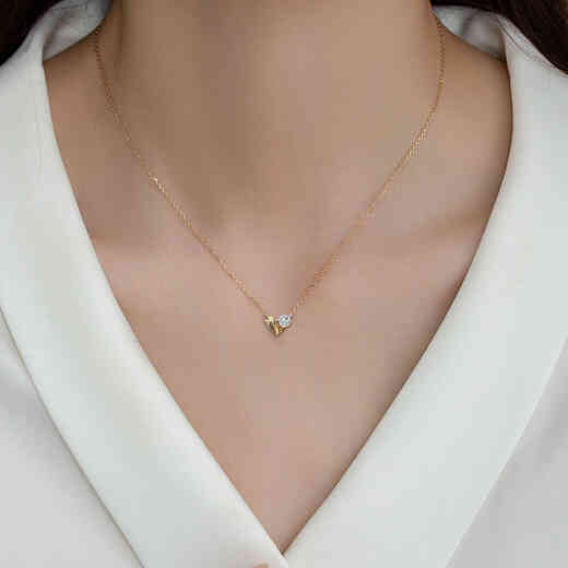 Shiniao 18K gold love diamond necklace gold necklace jewelry light luxury laboratory real diamond gemstone for women 18K gold love love cultured diamond necklace-38+5cm