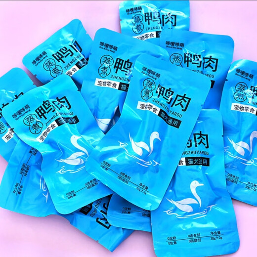 Duoduoduomeng steamed duck meat, boiled duck breast, pet cat and dog nutritional snacks, wet food, dried meat, steamed duck meat, steamed duck meat 30g/bag, zero conscience quality, 4 bags