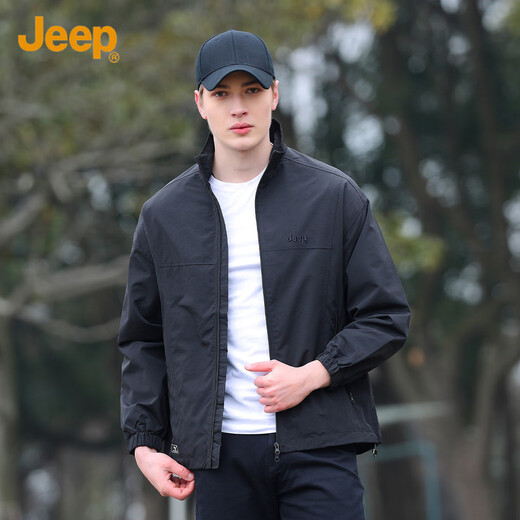 JEEP Jeep Men's Jacket Fashion Trend Versatile Stand Collar Outdoor Casual Sports Jacket Men Black L