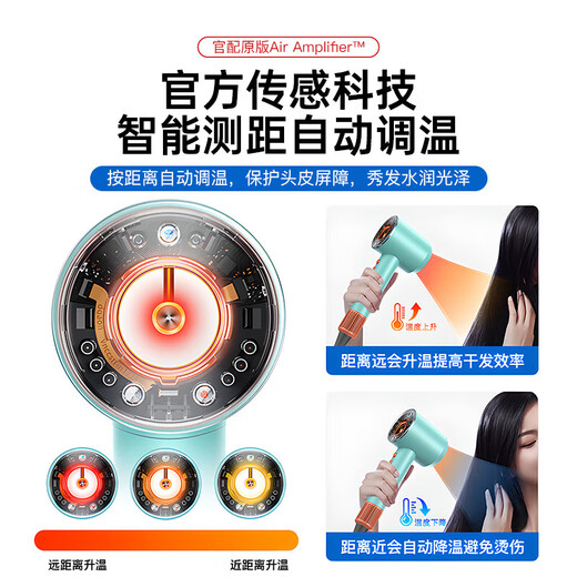 Dr. Lightspeed Huaqiangbei Original 1 1 Leafless High Speed Hair Dryer Home Silent Negative Ion High Power Hair Dryer Hair Care High Wind Hair Dryer Ranking No. 1 Colored Pottery Green Upgraded Intelligent Temperature Control Five Air Nozzles - Double Conditioning/5 Seconds Quick Dry German Quality Brand New Second Generation