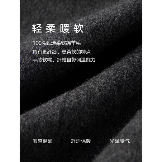 ELLE 100% sheep wool gray hooded woolen coat for women 2025 winter new long wool coat medium gray M